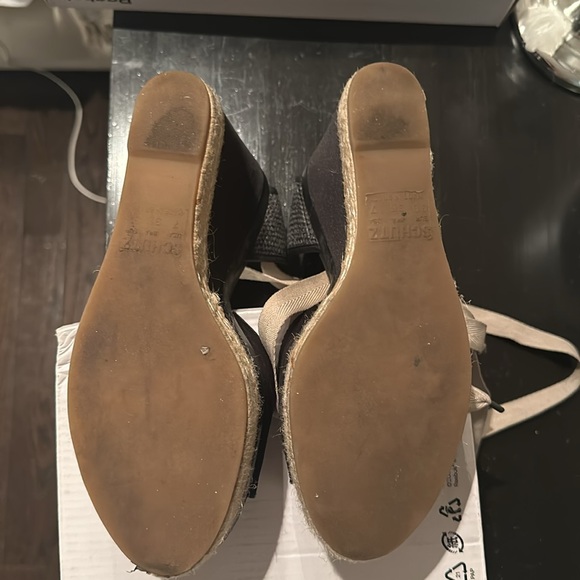 SCHUTZ size 7 Black satin wedge - Picture 4 of 5